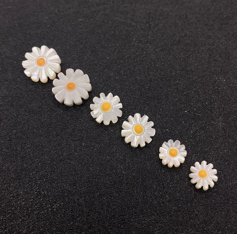 3pcs Rainbow Shell Beads Daisy Flower Mother-of-pearl for DIY Jewelry