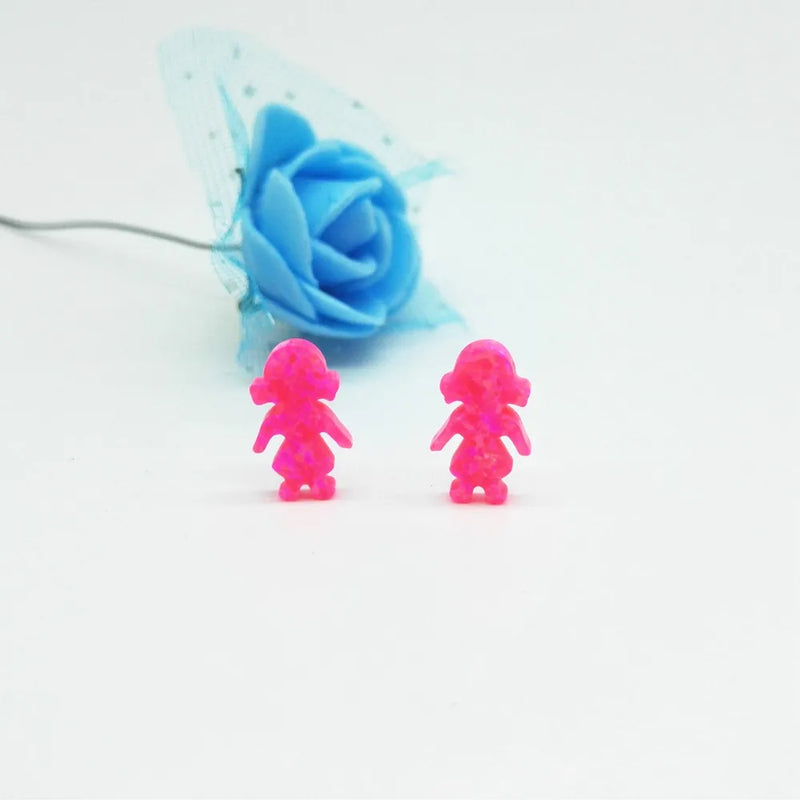 3pcs 8.5*13mm Synthetic Opal Hot Pink Beads Pendant for Women