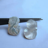 3pcs 18x25mm Natural Mermaid Pearl Shell Beauty Head Carved Mother of Pearl