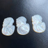 3pcs 18x25mm Natural Mermaid Pearl Shell Beauty Head Carved Mother of Pearl