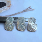3pcs 18x25mm Natural Mermaid Pearl Shell Beauty Head Carved Mother of Pearl