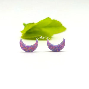 (3pcs/lot) Synthetic Opal Moon Shape Purple Opal Half Moon Pendant 8*11mm