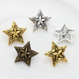 3Pcs/Lot 28MM Retro Alloy Bronze 3D Stars CONCHO Pentagram Buttons Charms