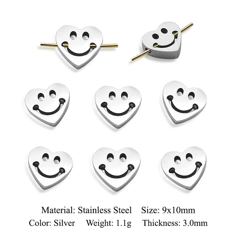 3pcs Stainless Steel 10x10mm Cross Shell Beads Charms for Bracelet Making