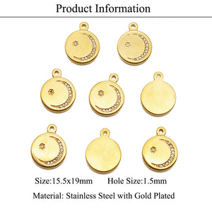 316 Stainless Steel Heart Sun Star Moon Pendant DIY Jewelry Charm Top Never Fade