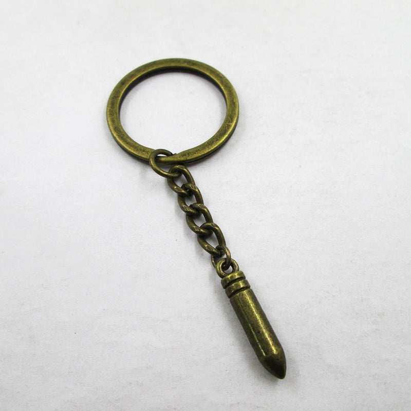 3pcs 3D Bullet 24x5mm Charm Keyring Pendant Keychain