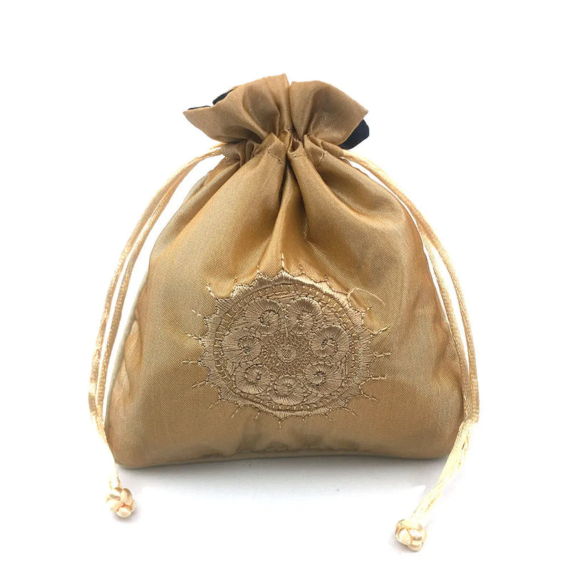 3pcs 5 Colors Silk Mini Drawstring Cosmetic Storage Dust Bag Pouch