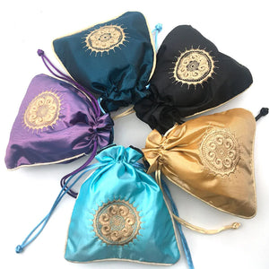3pcs 5 Colors Silk Mini Drawstring Cosmetic Storage Dust Bag Pouch