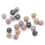 3pcs CZ Spacer Round Beads, 7/8/9mm, 12 Styles, Micro Pave Cubic Zirconia