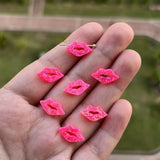 (3pcs/lot) Love opal hot pink lips shape synthetic opal side hole necklace