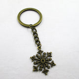 3pcs Antique Bronze Snow Flake Charm Keyring Pendant Keychain