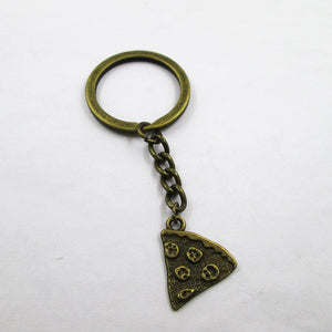 3pcs Antique Bronze Pizza Charm Keyring Pendant Keychain