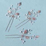 Bridal Wedding Hair Accessories Crystal Hair Pins Leaf Clips 3pcs/Lot