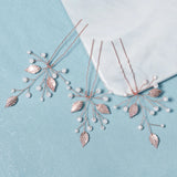Bridal Wedding Hair Accessories Crystal Hair Pins Leaf Clips 3pcs/Lot