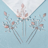 Bridal Wedding Hair Accessories Crystal Hair Pins Leaf Clips 3pcs/Lot