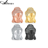3pcs CZ Crystal Buddha Head Charms Spacer Beads Copper Pave Loose Beads