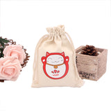 3pcs Cat Tiger Printed Cotton Bags Wedding Favor Pouches
