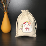 3pcs Cat Tiger Printed Cotton Bags Wedding Favor Pouches