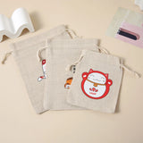 3pcs Cat Tiger Printed Cotton Bags Wedding Favor Pouches