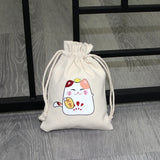 3pcs Cat Tiger Printed Cotton Bags Wedding Favor Pouches