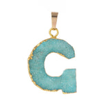 Colorful Alphabet Letter E Druzy Pendant Necklace RT-070-E