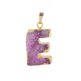 Colorful Alphabet Letter E Druzy Pendant Necklace RT-070-E