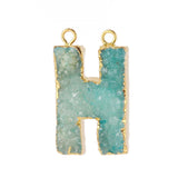 Colorful Alphabet Letter E Druzy Pendant Necklace RT-070-E