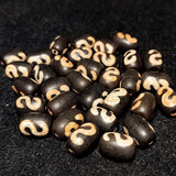 3pcs Tibetan DZI Agate Beads 10*14mm Money Hook Totem Pattern Men&women Jewelry