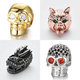 Dragon CZ Spacer Beads for Men's Bracelet Wolf Head Zirconia DIY Skull Jewelry