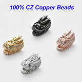 Dragon CZ Spacer Beads for Men's Bracelet Wolf Head Zirconia DIY Skull Jewelry