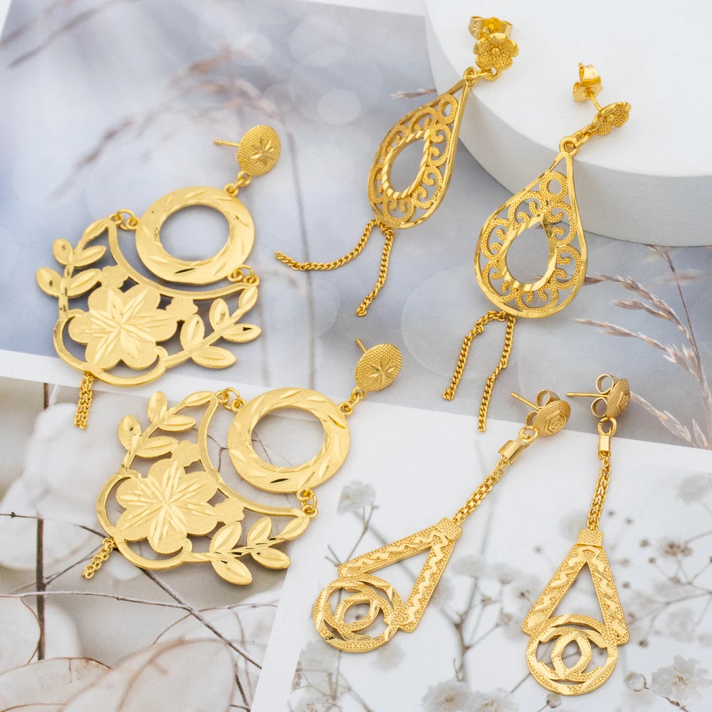 3pcs/lot 18k Drop Earrings for Women Wedding Bridal Bohemia Ladies
