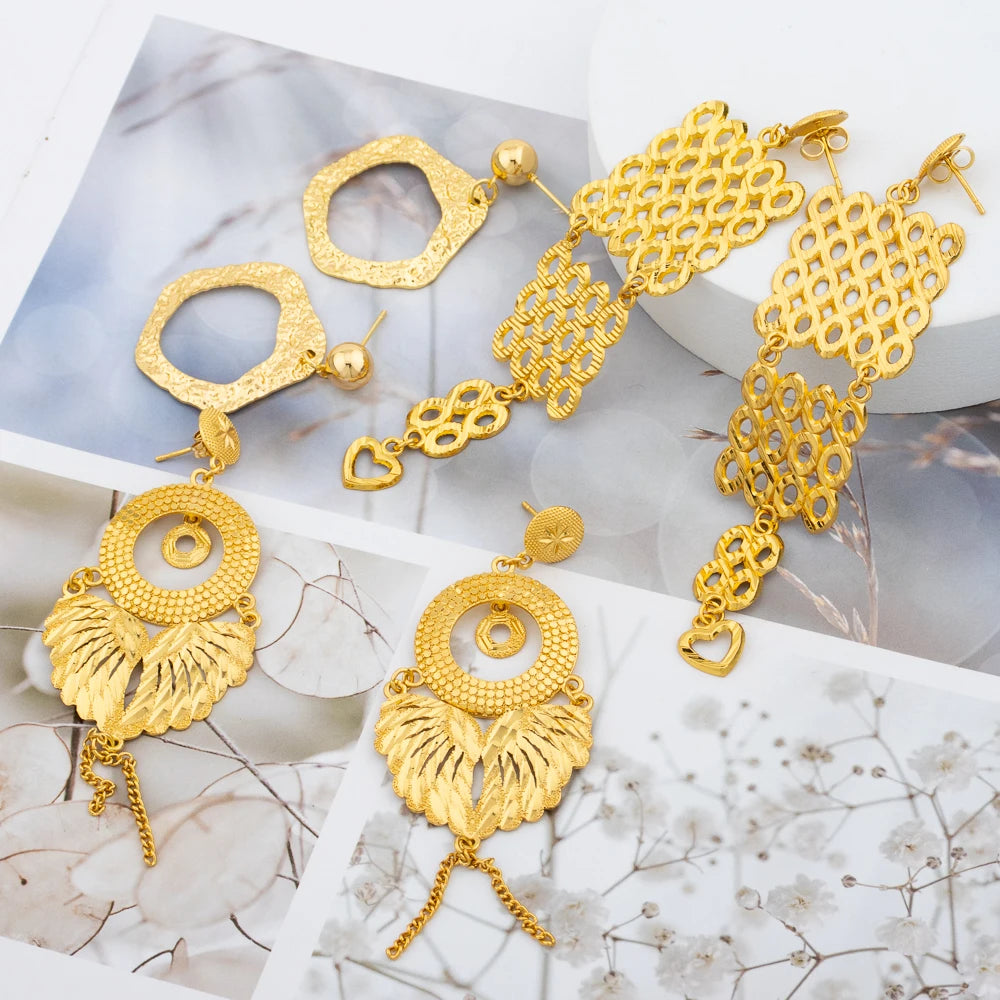 3pcs/lot 18k Drop Earrings for Women Wedding Bridal Bohemia Ladies