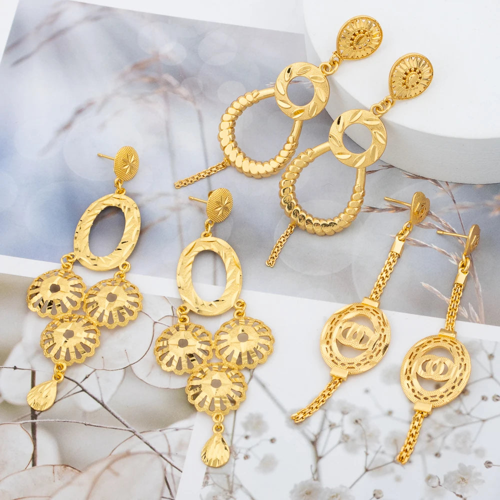 3pcs/lot 18k Drop Earrings for Women Wedding Bridal Bohemia Ladies