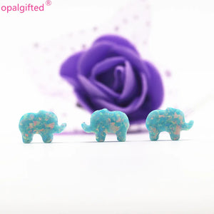 (3pcs/lot) OP03 Mint Green Opal Elephant Charms - 8*11mm Synthetic Opal Pendant