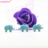 (3pcs/lot) OP03 Mint Green Opal Elephant Charms - 8*11mm Synthetic Opal Pendant