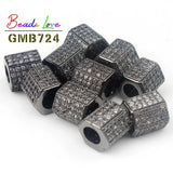 3pcs Geometric CZ Spacer Beads Copper Micro Pave Zirconia for DIY Charm Bracelet