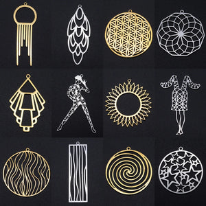 Geometric Sun Star Earring Pendant 316 Stainless Steel Yoga Dancer