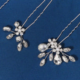 3pcs Crystal Flower Hair Pins Wedding Hair Accessories