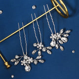 3pcs Crystal Flower Hair Pins Wedding Hair Accessories