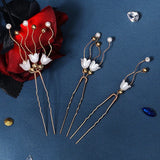 3pcs Pearl Flower Hair Forks Bridal Hairpins Hair Clips Women Accessories