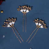 3pcs Pearl Flower Hair Forks Bridal Hairpins Hair Clips Women Accessories