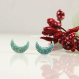 (3pcs/lot) Synthetic Fire Opal Moon Opal Charm 8x11mm Half Moon Pendant