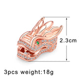 Dragon Head Charm Beads Copper Spacer Micro Pave Zirconia Pendant