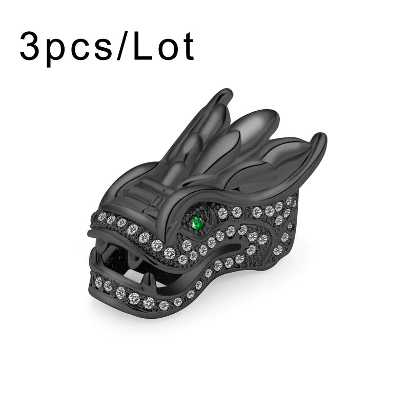 Dragon Head Charm Beads Copper Spacer Micro Pave Zirconia Pendant