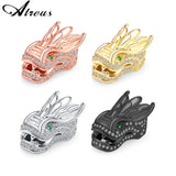 Dragon Head Charm Beads Copper Spacer Micro Pave Zirconia Pendant