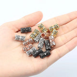 3pcs Metal Brass CZ Beads 15*8mm Hollow Column Spacer for Jewelry Making
