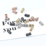 3pcs Metal Brass CZ Beads 15*8mm Hollow Column Spacer for Jewelry Making