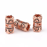 3pcs Metal Brass CZ Beads 15*8mm Hollow Column Spacer for Jewelry Making