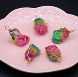 3pcs Natural Agates Stone Pendant Charms for DIY Jewerly Necklace