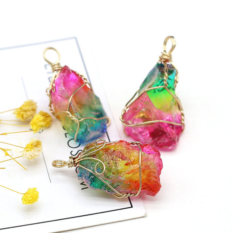 3pcs/lot Irregular Quartz Agates Pendant Charms for DIY Jewelry Making